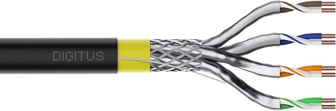 DIGITUS 100m Cat 7A Outdoor Network Cable - S-FTP (PiMF) Simplex - BauPVO Dca - LSZH Halogen-Free - 1500 MHz Copper AWG 22/1 - PoE++ - Earth Cable LAN Cable Installation Cable - Black in Kuwait