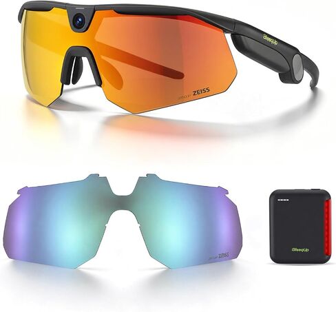 Ranger AI Sports Camera Glasses with ZEISS Lens (Black) + ZEISS Lens (Blue) + 1600mAh Power Plus in Kuwait