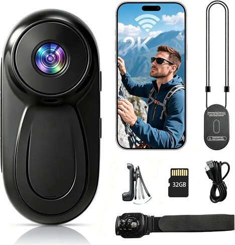 2K Mini Body Camera with WiFi, Wearable POV Action Camera for Vlogging in Kuwait