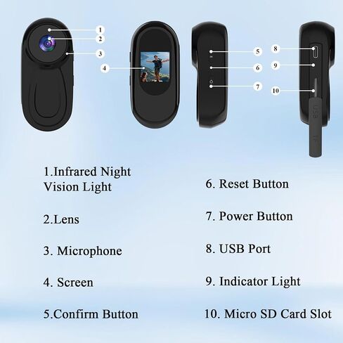 2K Mini Body Camera with WiFi, Wearable POV Action Camera for Vlogging in Kuwait
