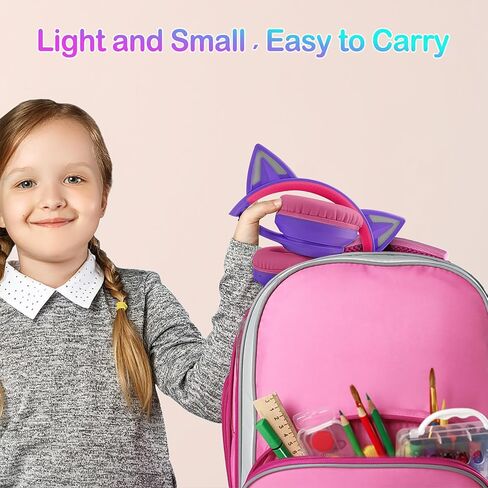 LOBKIN Bluetooth 5.4 Kids Headphones with Case - RGB LED Light Up Cat Ears Foldable Adjustable Over Ear Headphone Support Wireless or 3.5mm Wired Mode for Toddler & Girls & Boys Teens in Kuwait