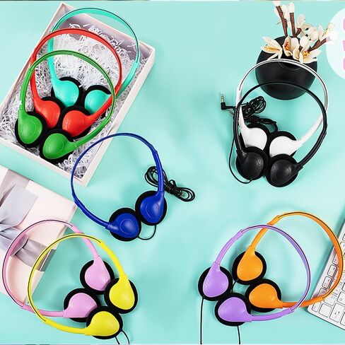 5 Pack Classroom Bulk Headphones for School Kids, Wholesale Class Set Wired Earphones for Students Children Toddler Teens Boys Girls and Adult (LS04, 5 Mixed) in Kuwait