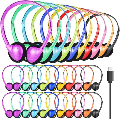 USB C Headphones Bulk 20 Pack for Classroom School Kids,On-Ear in Kuwait