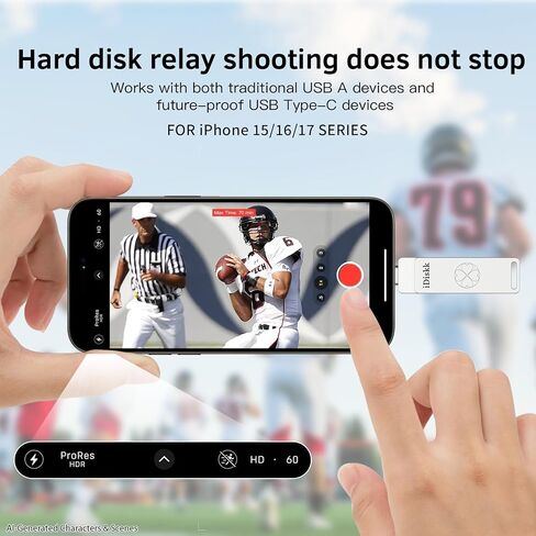 iDiskk 1TB SSD Flash Drive 500MB/s USB-C &USB-A 3.2 for iPhone Android Mac in Kuwait