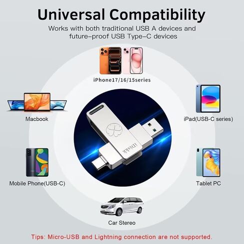 iDiskk 1TB SSD Flash Drive 500MB/s USB-C &USB-A 3.2 for iPhone Android Mac in Kuwait