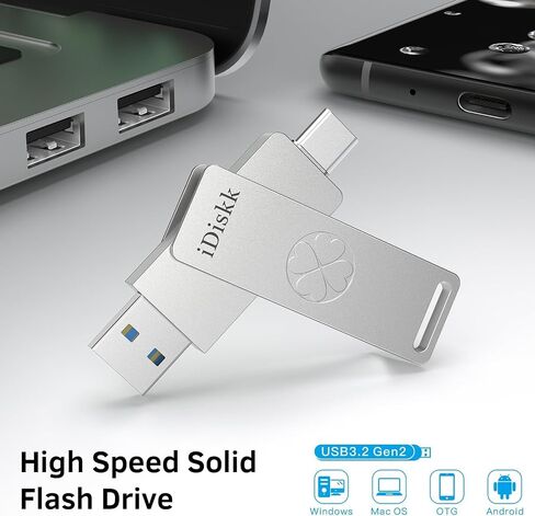 iDiskk 1TB SSD Flash Drive 500MB/s USB-C &USB-A 3.2 for iPhone Android Mac in Kuwait