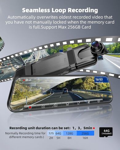 10" Mirror Dash Cam with Android Auto&Carplay 2.5K Rear View Mirror Camera in Saudi Arabia