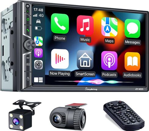 7" Double Din Car Stereo Compatible with Wireless Apple CarPlay & Android Auto, Dash Cam & Backup Camera, 240W 4.2-CH Dual Subwoofer Out, Bluetooth 5.3, Mirrorlink, FM/AM Car Radio in Kuwait