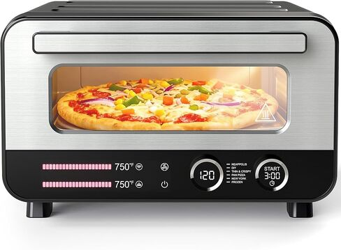 DUMOS Pizza Oven Indoor, 1600W Electric Pizza Maker Fast Heating, 4 Modes for 12 Inches Pizzas, with Stone & Spatula, Upper-Bottom Independent Heating Temperature Control in Kuwait
