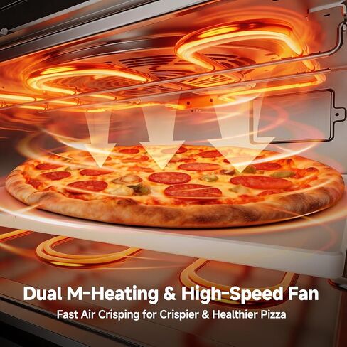 KINGWISE Convection Pizza Oven Electric, IPX4 Waterproof Countertop Air Fryer Oven, Fits 13-Inch Pizza, Heats up to 750℉, 6 Cooking Functions and 5 Pizza Presets, Pizza Stone & Pizza Peel Included in Kuwait