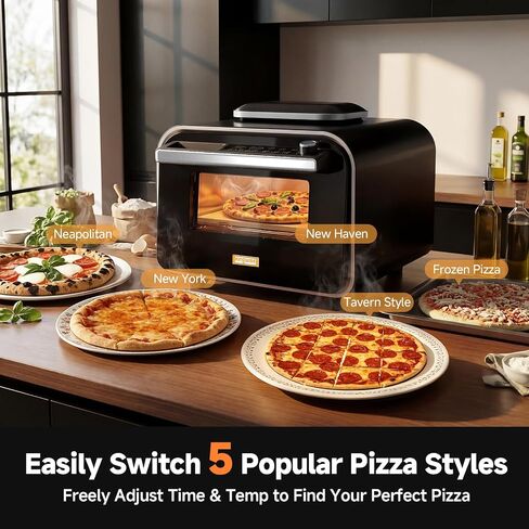 KINGWISE Convection Pizza Oven Electric, IPX4 Waterproof Countertop Air Fryer Oven, Fits 13-Inch Pizza, Heats up to 750℉, 6 Cooking Functions and 5 Pizza Presets, Pizza Stone & Pizza Peel Included in Kuwait