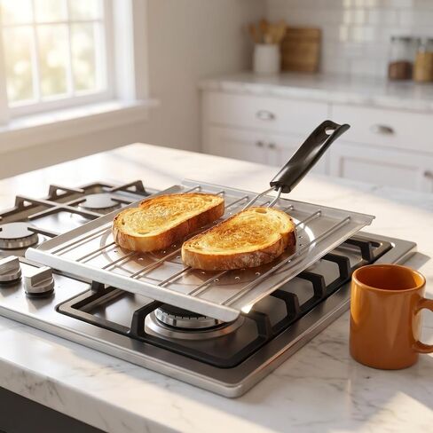 2 1 Toast Rack Tortilla Corn Comales for Large Tortillas Stovetop Baking Tray Camping Stove Grilling Table Stove Toaster Foldable Tortilla Toaster Grill Rack Stainless Steel Silver in Kuwait