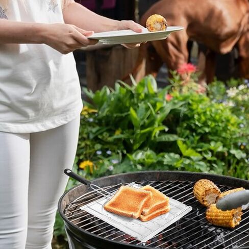 2 1 Toast Rack Tortilla Corn Comales for Large Tortillas Stovetop Baking Tray Camping Stove Grilling Table Stove Toaster Foldable Tortilla Toaster Grill Rack Stainless Steel Silver in Kuwait