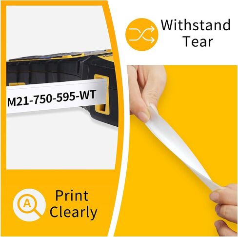5-Pack Replace for M21-750-595-WT All-Weather Vinyl 3/4 Black on White Tape in Kuwait