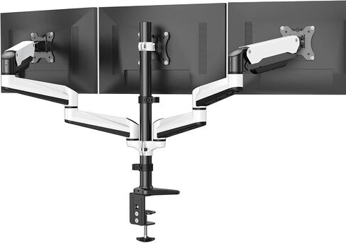 HUANUO Triple Monitor Mount for 17 to 32 inch Screens, Adjustment Gaming Triple Monitor Stand with Swivel, Tilt, Rotation, Clamp & Grommet Kit in Saudi Arabia