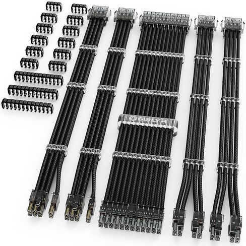 Sirlyr White 16AWG PSU Cable Extension Kit,24/8Pin,Pre-Install Combs in Kuwait