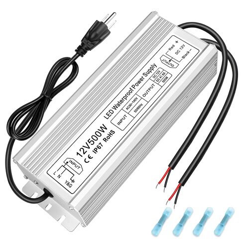 inShareplus 24V 500W LED Power Supply, IP67 Rainproof Waterproof Outdoor Driver,AC 90-140V to DC 24V Low Voltage Transformer, Adapter Converter for LED Light, Computer Project, Outdoor Use in Kuwait