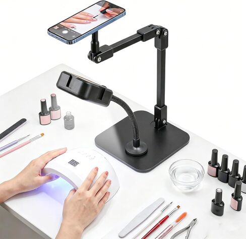 Overhead Phone Stand with Rechargeable Light & Magnetic Holder for Nail Art in Kuwait
