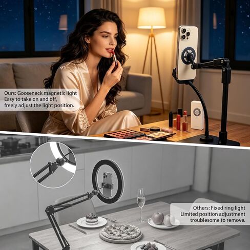 Overhead Phone Stand with Rechargeable Light & Magnetic Holder for Nail Art in Kuwait