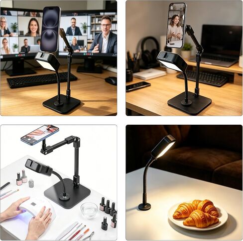 Overhead Phone Stand with Rechargeable Light & Magnetic Holder for Nail Art in Kuwait