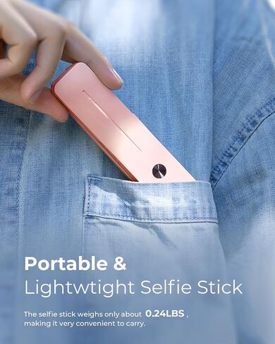 Selfie Stick for iPhone, Extended Portable Selfie Stick, Wireless Remote, Adujustable, Compact Phone Holder for Photograph, Video Recording, Streaming (Pink) in Kuwait