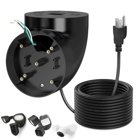 CaGuan Eave Mount with Power Cable for Floodlight Cam Wired Plus/Pro, Google Nest Cam,Blink Floodlight Cam with 20ft Charging Cable Adapter, No Junction Box Need-(2in1 Plug in Mount&Cord Set) in Kuwait