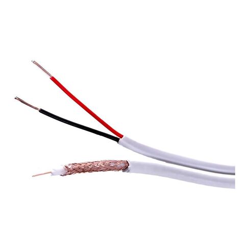 RG59 Siamese Coaxial Cable 1000ft Solid Bare Copper 20AWG RG59U Video + 18AWG Power Combo Bulk Cables for CCTV Surviellance Security System (White 1000FT) in Kuwait