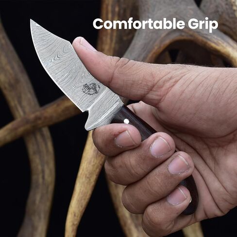Knives Ranch Handmade EDC Fixed Blade Hunting Knife – Forged Damascus Steel – Rosewood Handle – Horizontal Carry Sheath – Outdoor Cowboy Knife (2085-IRW) in Saudi Arabia