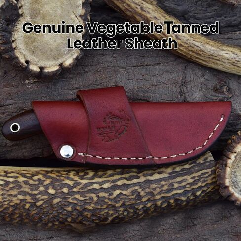 Knives Ranch Handmade EDC Fixed Blade Hunting Knife – Forged Damascus Steel – Rosewood Handle – Horizontal Carry Sheath – Outdoor Cowboy Knife (2085-IRW) in Saudi Arabia