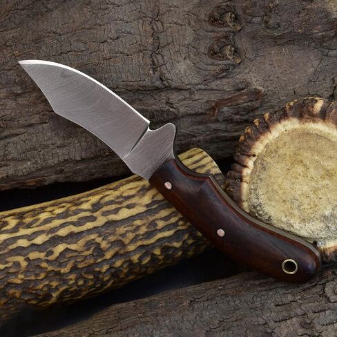Knives Ranch Handmade EDC Fixed Blade Hunting Knife – Forged Damascus Steel – Rosewood Handle – Horizontal Carry Sheath – Outdoor Cowboy Knife (2085-IRW) in Saudi Arabia