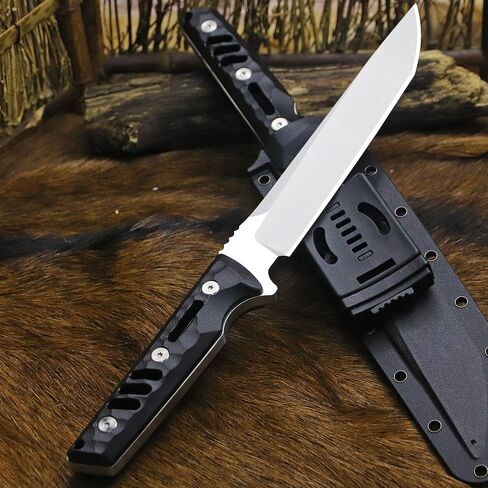 BA-KOR 14.2in（Japanese Style） Full Tang Hunting Knife - 8mm DC53 Steel Survival Knife, Nylon Fiber Handle & Sheath, + (5.9in) cerium igniter, suitable for outdoor hunting, camping, survival, EDC tool in Kuwait