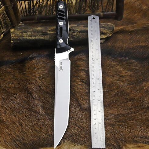 BA-KOR 14.2in（Japanese Style） Full Tang Hunting Knife - 8mm DC53 Steel Survival Knife, Nylon Fiber Handle & Sheath, + (5.9in) cerium igniter, suitable for outdoor hunting, camping, survival, EDC tool in Kuwait