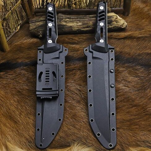 BA-KOR 14.2in（Japanese Style） Full Tang Hunting Knife - 8mm DC53 Steel Survival Knife, Nylon Fiber Handle & Sheath, + (5.9in) cerium igniter, suitable for outdoor hunting, camping, survival, EDC tool in Kuwait
