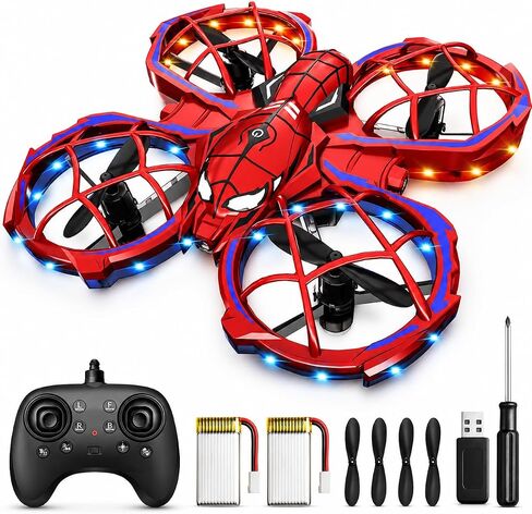 Spider Mini Drone for Kids, RC drone with LED Lights, Indoor & Outdoor Flying Toy for 8-12 Years Old Boys, 3 Speeds Mode, 360° Flips, Auto Hovering, Headless Mode, Birthday Gifts for kids Ages 3+ in Kuwait
