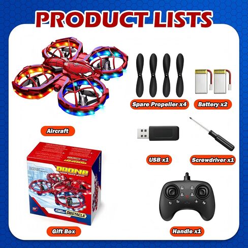 Spider Mini Drone for Kids, RC drone with LED Lights, Indoor & Outdoor Flying Toy for 8-12 Years Old Boys, 3 Speeds Mode, 360° Flips, Auto Hovering, Headless Mode, Birthday Gifts for kids Ages 3+ in Kuwait