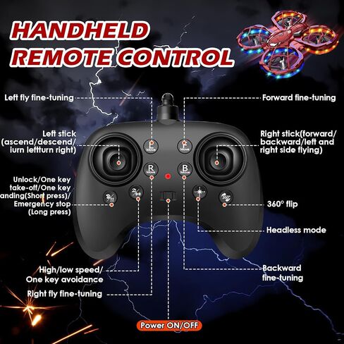 Spider Mini Drone for Kids, RC drone with LED Lights, Indoor & Outdoor Flying Toy for 8-12 Years Old Boys, 3 Speeds Mode, 360° Flips, Auto Hovering, Headless Mode, Birthday Gifts for kids Ages 3+ in Kuwait