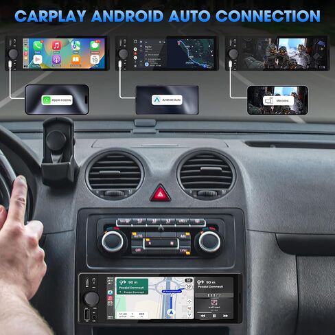 Single Din CarPlay Stereo: Android Auto Touchscreen Radio for Classic Cars in Kuwait