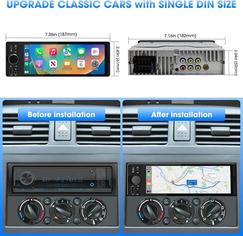 Single Din CarPlay Stereo: Android Auto Touchscreen Radio for Classic Cars in Kuwait