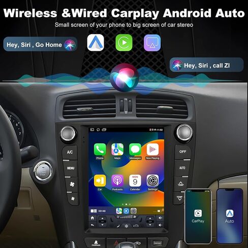 4+64G Upgrade 5GWifi Car Radio for Lexus IS250 IS300 IS350 2006-2012, Car Audio 9.7Inch Touch Screen Stereo Replacement Tesla Style, Wireless Carplay Android Auto Back up Camera GPS SWC FM Bluetooth in Kuwait