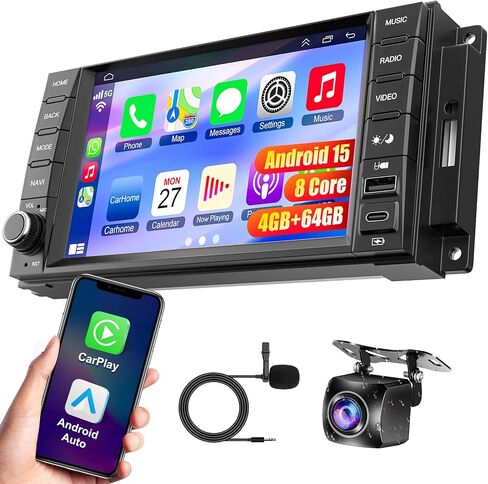 Car Radio Stereo for Jeep Wrangler JK 2007-2018,for Dodge Grand Caravan 2008-2020, for Chrysler Town & Country 2008-2016, Android 15.0 (4G RAM 64G ROM) with Wireless Carplay& Android Auto in Saudi Arabia