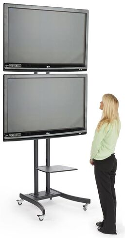 Displays2go Mobile TV Stand for Floor, Dual Monitor Mount in Kuwait