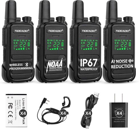 TIDRADIO TD-M11 Plus Walkie Talkies Long Range, Waterproof/Dustproof,AI Noise Reduction,Web Bluetooth Programming,NOAA,VOX/Hand-Free,22CH,for Hunting,Camping,Emergency Use,Two-Way Radios,2Pack in Saudi Arabia