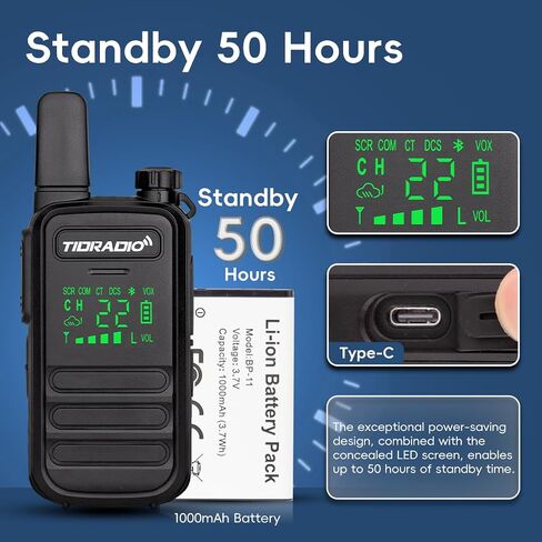 TIDRADIO TD-M11 Plus Walkie Talkies Long Range, Waterproof/Dustproof,AI Noise Reduction,Web Bluetooth Programming,NOAA,VOX/Hand-Free,22CH,for Hunting,Camping,Emergency Use,Two-Way Radios,2Pack in Saudi Arabia