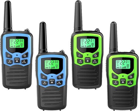 MOICO Long Range Walkie Talkies for Adults with 22 FRS Channels, Family Walkie Talkie with LED Flashlight VOX LCD Display for Hiking Camping Trip (Blue & Green) in Kuwait