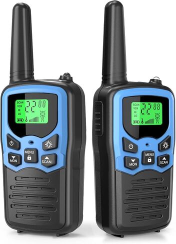 MOICO Long Range Walkie Talkies for Adults with 22 FRS Channels, Family Walkie Talkie with LED Flashlight VOX LCD Display for Hiking Camping Trip (Blue & Green) in Kuwait