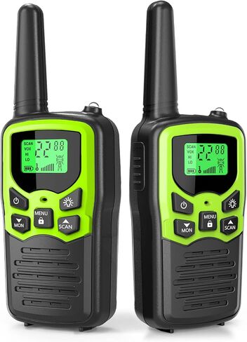 MOICO Long Range Walkie Talkies for Adults with 22 FRS Channels, Family Walkie Talkie with LED Flashlight VOX LCD Display for Hiking Camping Trip (Blue & Green) in Kuwait