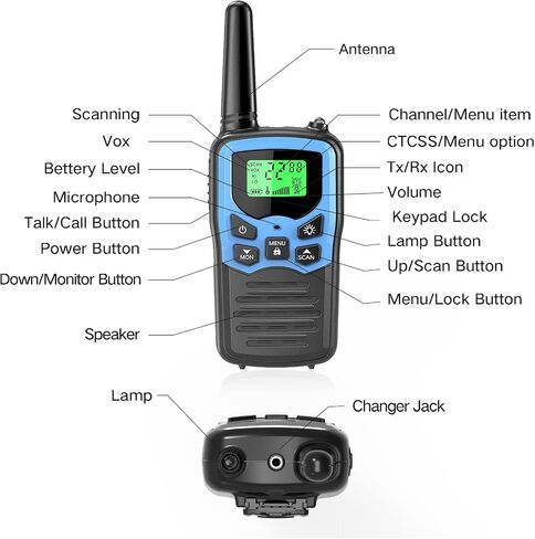 MOICO Long Range Walkie Talkies for Adults with 22 FRS Channels, Family Walkie Talkie with LED Flashlight VOX LCD Display for Hiking Camping Trip (Blue & Green) in Kuwait
