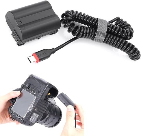 EN-EL15 Dummy Battery AC Power Adapter Continuous Power Supply Kit by Type-C PD/QC Power for Nikon Z5 Z6 Z7 Z8 D610 D750 D800 D810 D850 D7500 D7200 D7100 in Kuwait