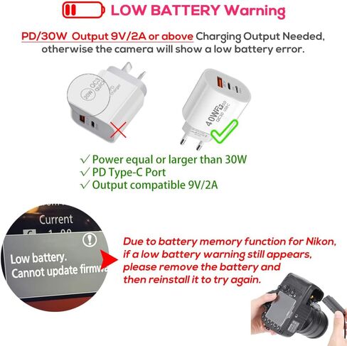 EN-EL15 Dummy Battery AC Power Adapter Continuous Power Supply Kit by Type-C PD/QC Power for Nikon Z5 Z6 Z7 Z8 D610 D750 D800 D810 D850 D7500 D7200 D7100 in Kuwait