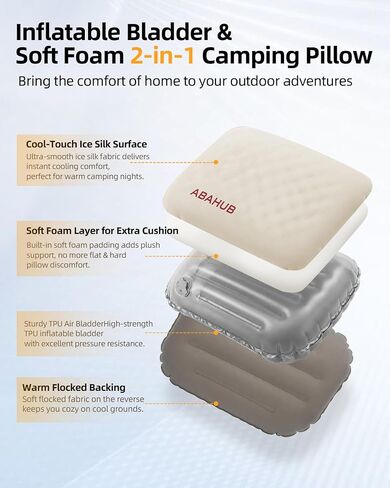 Abahub Ultralight Inflatable Camping Pillow with Memory Foam in Kuwait